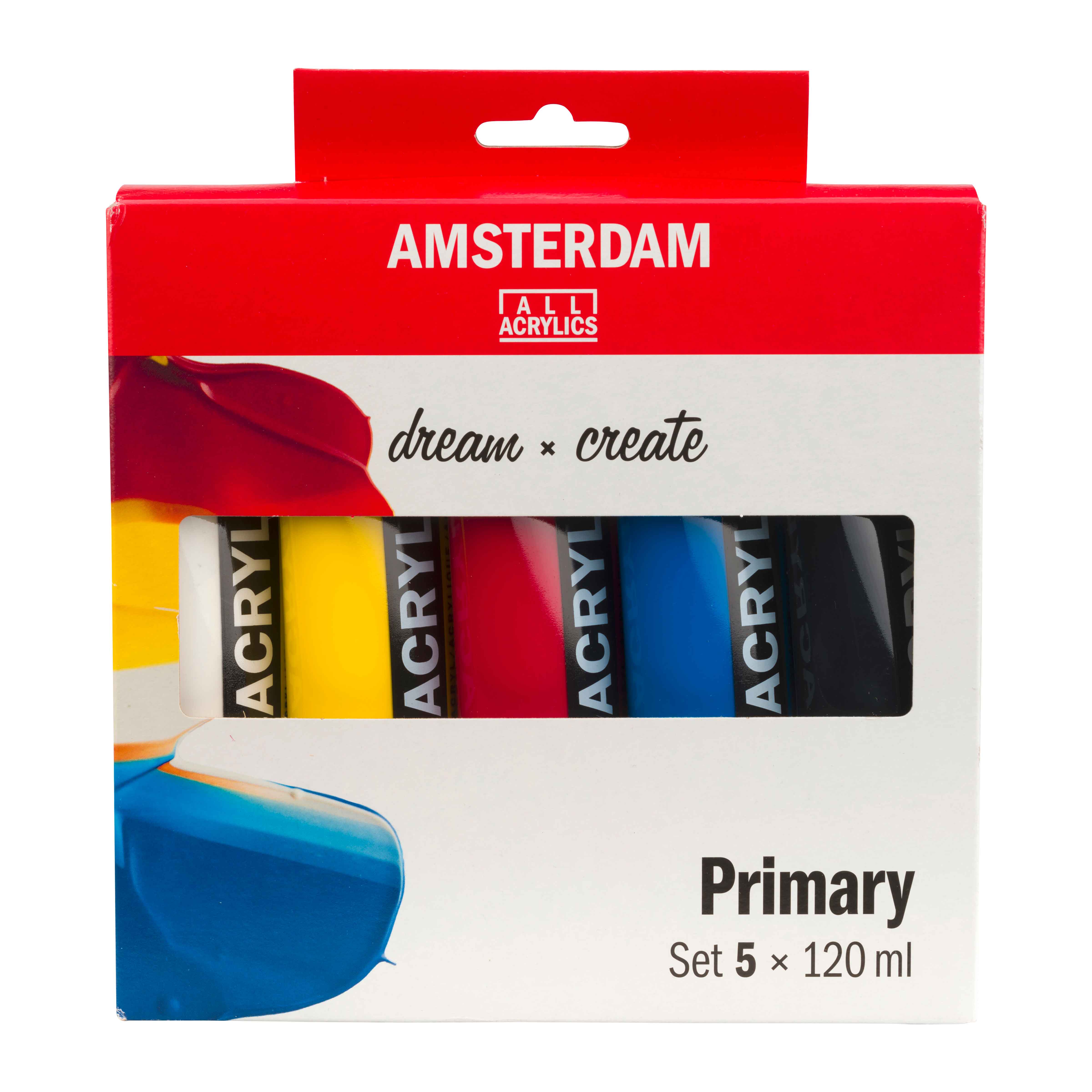 accu telex vloeiend Acrylverf | Amsterdam | Primaire kleuren | 5 x 120 ml | Heutink.nl