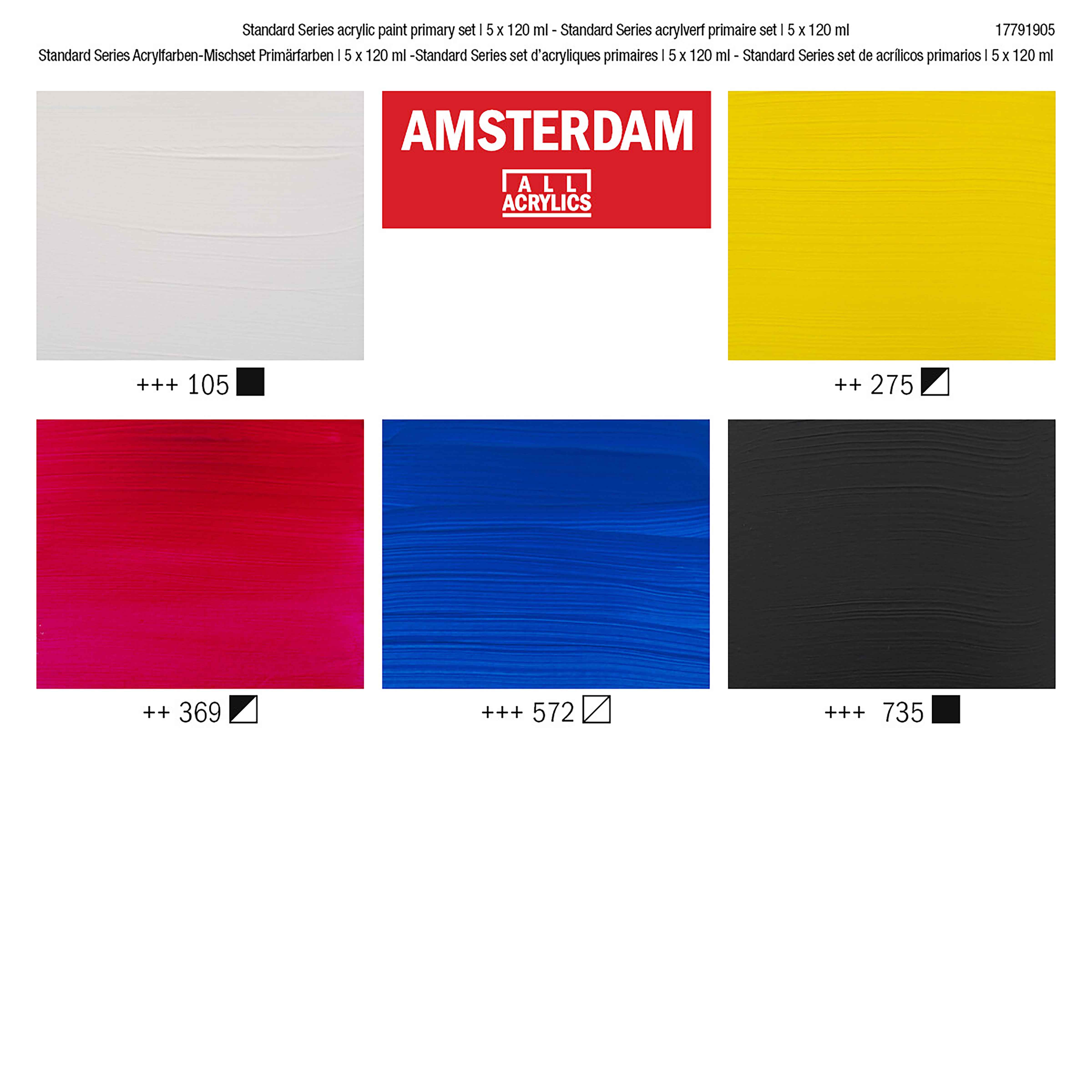 accu telex vloeiend Acrylverf | Amsterdam | Primaire kleuren | 5 x 120 ml | Heutink.nl